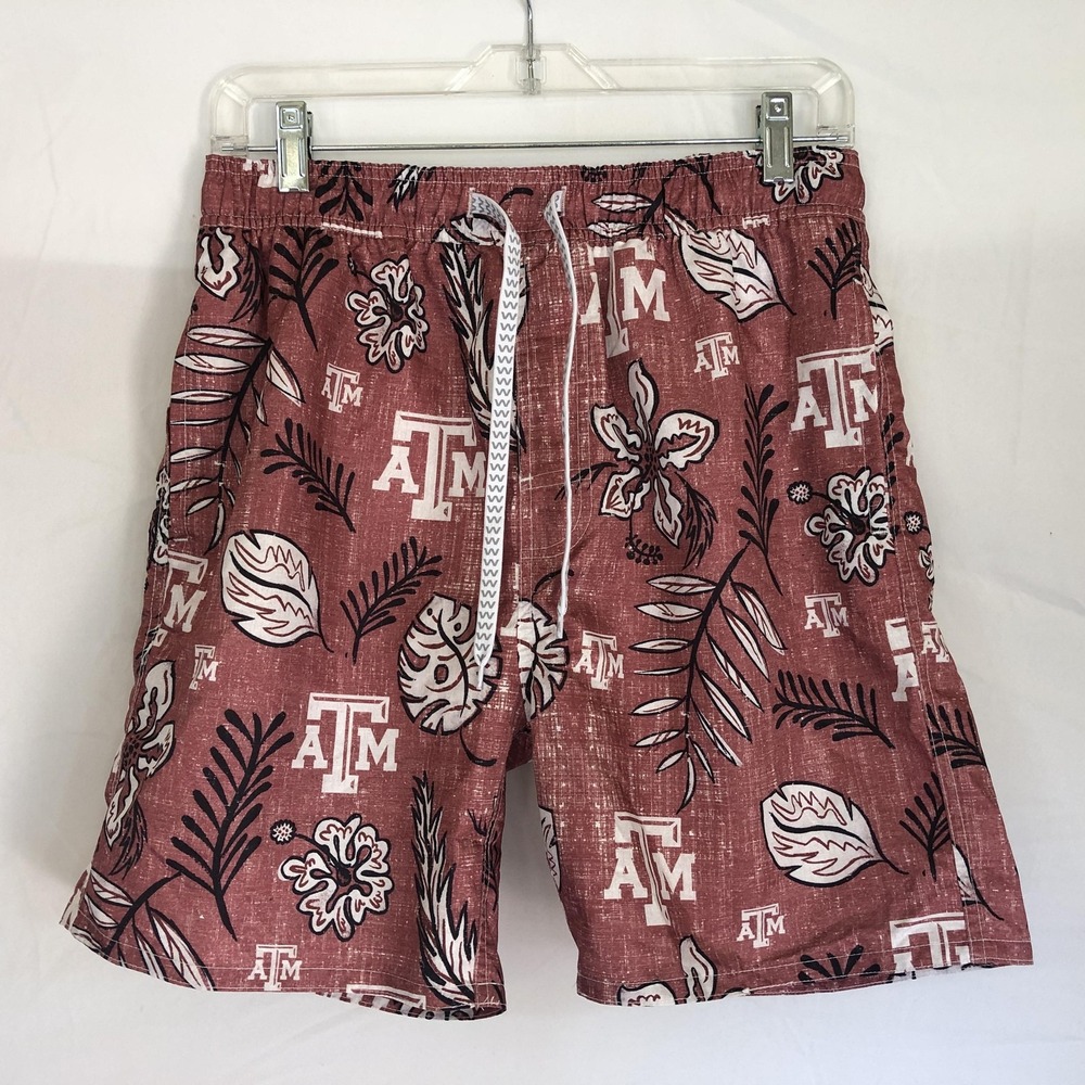 Texas A&M Aggies Shorts Mens Small Red NCAA Football Wes And Willy Floral Print